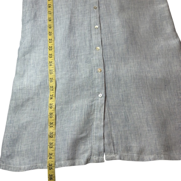 NWT Tahari 100% Linen Blue & White Pin Striped Short Sleeve Small Dress - Picture 3 of 6